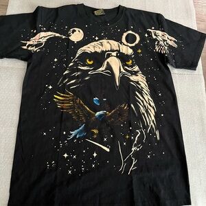 [XXL/PTP:23”]VTG Black Graphic SS T-Shirt with Eagle Design